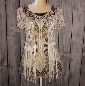 Kroshetta by Papillon Boho Fringe Crochet Top